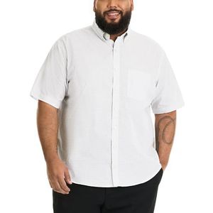 Groot en lang kreukvrij overhemd met korte mouwen, buttondownshirt, met lengte om niet in te stoppen, comfortabele stretchstof, Helder Wit, L tall