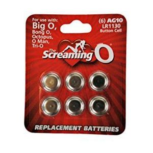The Screaming O batterijen AG10 LR1130 voor modellen Big O/Bong O/O Man/Tri-O, 6 stuks