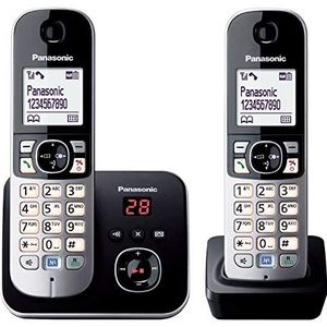 Panasonic KX-TG6822GB DECT draadloze telefoon met antwoordapparaat, 2 telefoons + antwoordapparaat, zwart [GeÃ¯mporteerd uit Duitsland] [geÃ¯mporteerde versie]