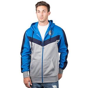 Ultra Game NBA Official Men’s Contrast Back Cut Full Zip Hoodie Sweatshirt - Unisex, Dallas Mavericks, Team Color, Large