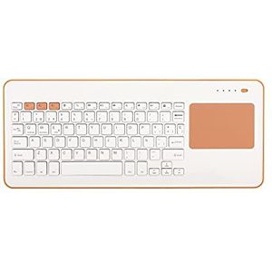 Silver HT - Draadloos toetsenbord met touchpad voor smart tv, smartphones, tablets, iPhone, iPad en videoconsoles - White + Peach - toetsenbord in het Spaans, bevat letters.