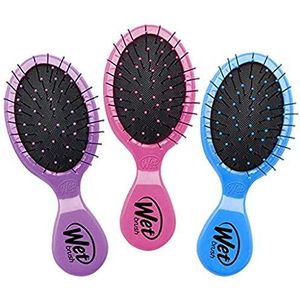 Wet Brush Multipack Squirt Detangler haarborstel met zachte IntelliFlex borstels, perfecte haarborstel voor mannen, vrouwen en kinderen, mini-reisontwarrer, 3 stuks (roze, paars, blauw)