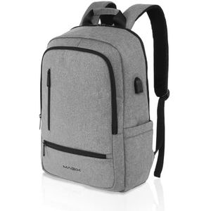 Magix Rugzak laptop 16" Explorer grijs. USB-oplaadaansluiting, waterafstotend, verborgen tas, ruimte voor maximaal 16 inch pc, brede tas, voor business/reizen/school. Unisex