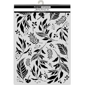Stamperia - Big Stencil A3 for Scrapbooks, Albums, Cards, Bullet Journalling, and More, Flexible Material, Easy to Clean, Perfect for Hobbies, Crafts and Gifting (Art Stories, Leaves)