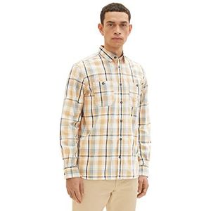 TOM TAILOR Uomini Overhem 1034893, 31182 - Orange Green Check, XL