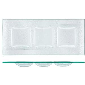 Pengo 9208639 Rechthoekig bord met 3 vakken, glas, transparant, 40 x 18 cm, glas