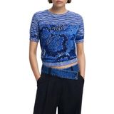 T-shirt - Gemêleerd - Korte Mouwen - Ronde Hals - Blauwe Tinten - Regular Fit