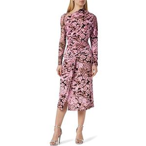 Pinko Artemide jurk met jersey print, koraalscanner met tule, onvervormbaar, Uy6_roze/zwart/beige, XL