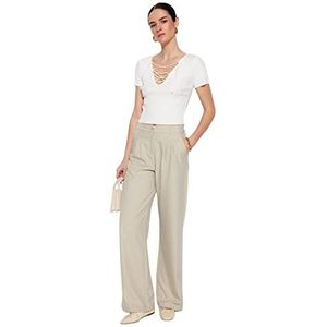 Trendyol Vrouwen Normale Taille Wijde Pijpen Broek met wijde pijpen, Nertsen,34, Nerts, 60