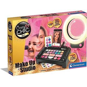 Clementoni - 18744 - Crazy Chic - Make-Up Studio - Kleuren & Knutselen, Make Up Set Meisje, Creatief Cadeau Voor Kinderen 6-10 Jaar, Make-upspeelgoed, Wasbare