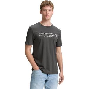 TOM TAILOR DENIM - Shirt - Lichtgeel - Ronde Hals - Kwartmouw