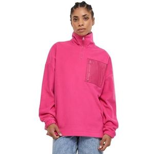 Urban Classics Dames Sweatshirt Ladies Polar Fleece Troyer hibiskuspink 5XL, Hibiscus spink, 5XL
