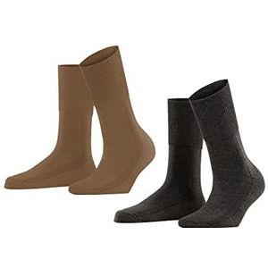 Esprit Dames Easy Rib 2-pack sokken katoen lyocell dun effen 2 paar, meerkleurig (assortiment 50)., 35-38 EU