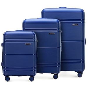 WITTCHEN Koffer van licht polypropyleen effen TSA telescopische handgreep, donkerblauw, Kofferset 3tlg., modern