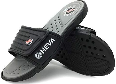 HEVA - Heren Slide Sandalen - Zwart Grijs - Badslippers