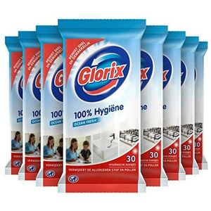 Glorix Schoonmaakdoekjes Ocean Fresh, 100% Hygiëne - 10 x 30 doekjes - Voordeelverpakking