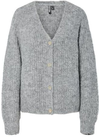 Pieces - Pccleo Ls V-neck Knit Cardigan - Vest - Medium Grey Melange
