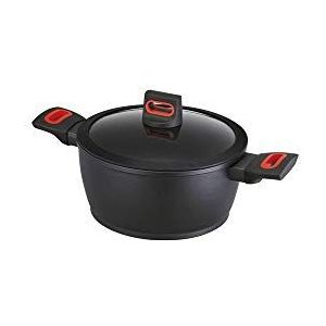 Beka Kookpan inductie 20 cm, aluminium gegoten pan gecoat met glazen deksel, 2,1 l, met hittebestendige handgrepen van kunststof, zwart, Energy Collection