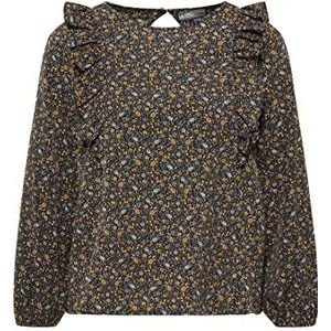 DreiMaster Vintage Dames 37323508 blouseshirt, zwart geel meerkleurig, S