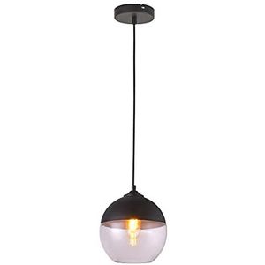 Homemania HOMPT_0008 hanglamp Gabriel, plafondlamp, zwart, transparant, metaal, glas, 18 x 18 x 141 cm, 1 x E27, max. 40 W.