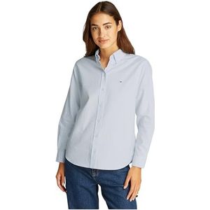 Tommy Jeans Dames TJW REG Oxford Shirt DW0DW19890 L/S Shirt, blauw (zoet blauw/wit streep), S, Blauw (Zoete Blauw/Witte Streep), S