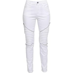 Urban Classics Damesbroek, stretch, bikerbroek, wit (white 220), 26 Slim