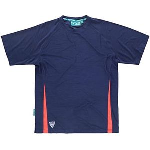 Work Team Technisch stretch T-shirt met korte mouwen, gecombineerde zijkanten, uniseks, marineblauw + rood, A.V. L
