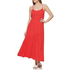 DKNY Dames Scoop Neck Maxi Casual Jurk, Poppy Red, S
