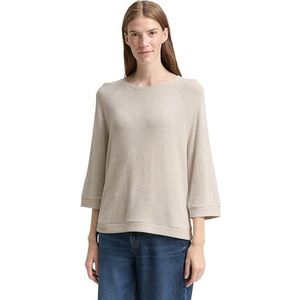 TOM TAILOR - Shirt - Taupe - Slanke Pasvorm - Driekwart Mouw