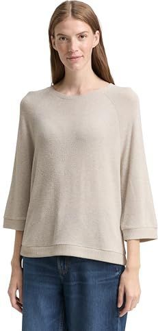 TOM TAILOR - Shirt - Taupe - Slanke Pasvorm - Driekwart Mouw