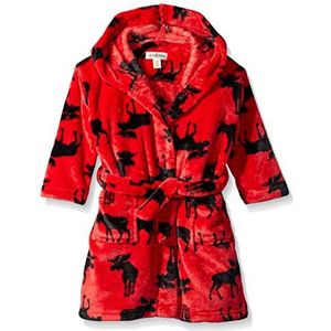 Hatley Fleece Robe-Moose voor jongens op rood, Rood, L