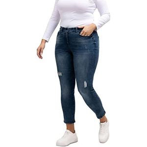 Ulla Popken Mit Destroy Jeans voor dames, Dark Jean Blauw, 58