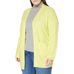 Samoon Lange gebreide cardigan voor dames, casual gebreide grote maten, warm, gebreide lange mouwen, blazing geel, 50/grote maten