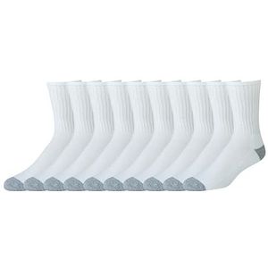 Amazon Essentials 10-pack Katoen Half Gewatteerde Crew Sokken Wit, 46-48