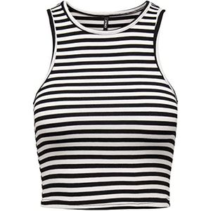 ONLY Onlbelia S/L Crop Box JRS Top voor dames, Zwart/Stripes:cloud dancer (olie), XXL