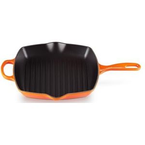 Le Creuset Kenmerkende geëmailleerde gietijzeren grillpan met handgreep en twee schenktuitjes, voor alle soorten kookplaten en ovens, 26 cm, vulkanisch, 201832609