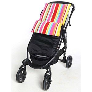 Fleece voetenzak/Gezellige tenen compatibel met Quinny kinderwagen Buzz Moodd Mura Zapp Candystripe/zwarte buitenzijde