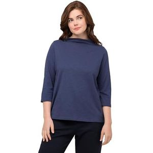 Ulla Popken Classic Solid T-shirt voor dames, blauw, grijs, 42/44 Grote maten