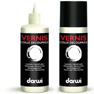 DARWI - DA3300080002C - Een fles met vernis, lijm voor decoupage, impregnerende - gesatineerde acryllak - 80 ml - Voor het verlijmen van servetten, papieren, mozaïek op hout, glas, metaal enz