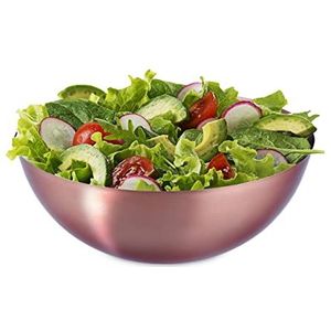 Relaxdays saladeschaal - slakom - ovaal - keukenschaal - rvs - mengkom - koper - L