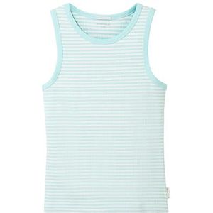 TOM TAILOR meisjes top, 35761 - Turquoise En Witte Streep, 128 cm