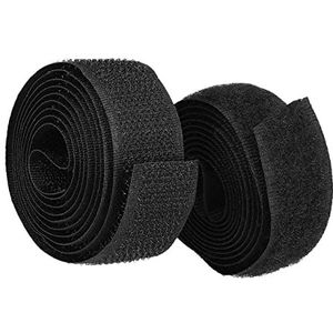 mumbi Klittenband om te naaien, klittenband bestaande uit haak en fleece om op te naaien, klittenbandsluiting 20 mm x 1 meter, zwart