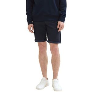 TOM TAILOR Slim chino bermuda shorts voor heren met stretch, 34697 - Navy Geometrische Structuur, 28