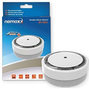 Nemaxx M1 Mini-rookmelder, wit, foto-elektrische rookmelder met lithiumbatterij, type DC3V + 2x Nemaxx magneethouder