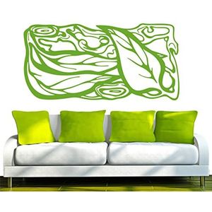 INDIGOS/muurstickers e139 mooie natuurlijke bladeren met cirkels, vinyl, lime groen, 240 x 118 x 1 cm