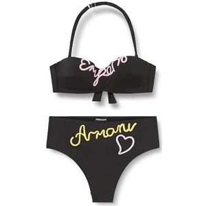 Emporio Armani Band & High Brief Emrboidery Signature Bikinisets, Zwart/Pastel, L