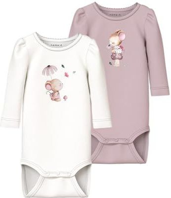 Name It - NbfLotus - Romper L/S - 2-pack - Cloud Danser/Gepolijst