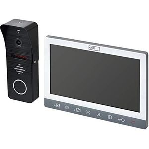 EMOS H3010 Deurintercom/videodeurbel, waterdichte full-HD-camera met nachtzicht, monitor met 7 inch lcd-kleurendisplay, snapshot, opname, intercom, wit
