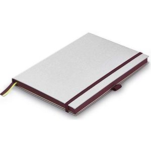 LAMY Papieren Notitieboek, 810, hardcover, A5-formaat (145 x 210 mm), in donkerpaars met lamy-liniëring, 192 pagina's en elastische sluitband, zwart-paars