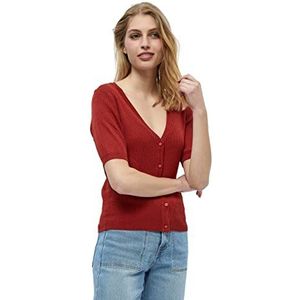 DESIRES Dames Geisha Rib Short Sleeve Cardigan Sweater, Burnt Red, S